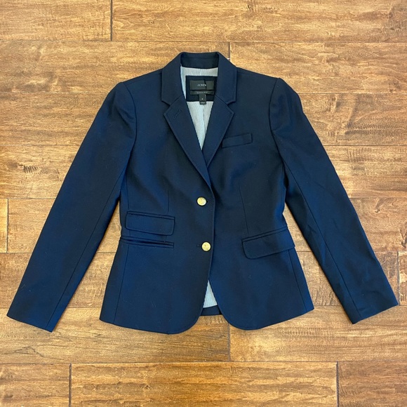 J. Crew Navy Blue Schoolboy Wool Blazer Jacket Sz 0 - Picture 2 of 15
